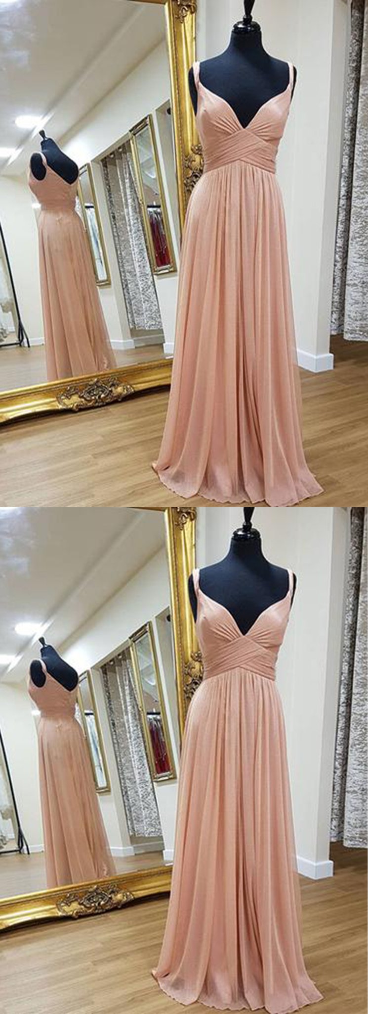 Chiffon Sleeveless V-neck Prom Dresses    cg20306