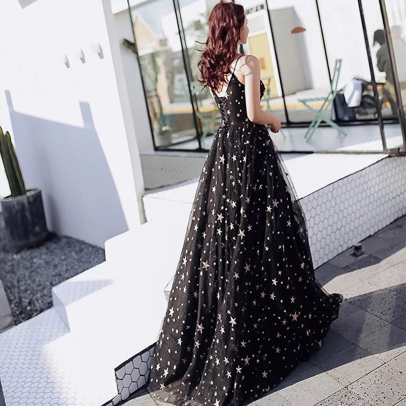 Sexy Black Sweetheart Tulle Long Party Dress, Chic Black Evening Dress Prom Dress   cg20335