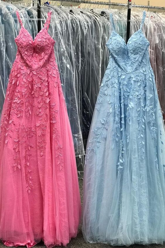 princess A-line lace appliqued long prom dresses    cg20547