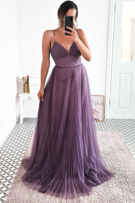 Spaghetti Straps V Neck Long Prom Dress    cg20583