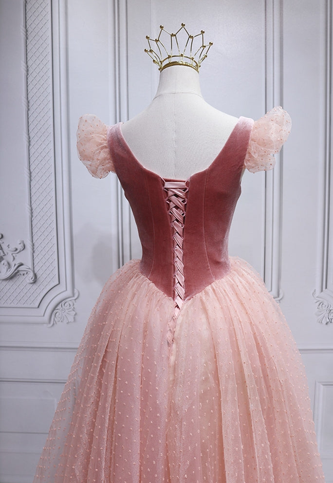 Princess Pink Party prom Dress with Velvet Bodice    cg20608