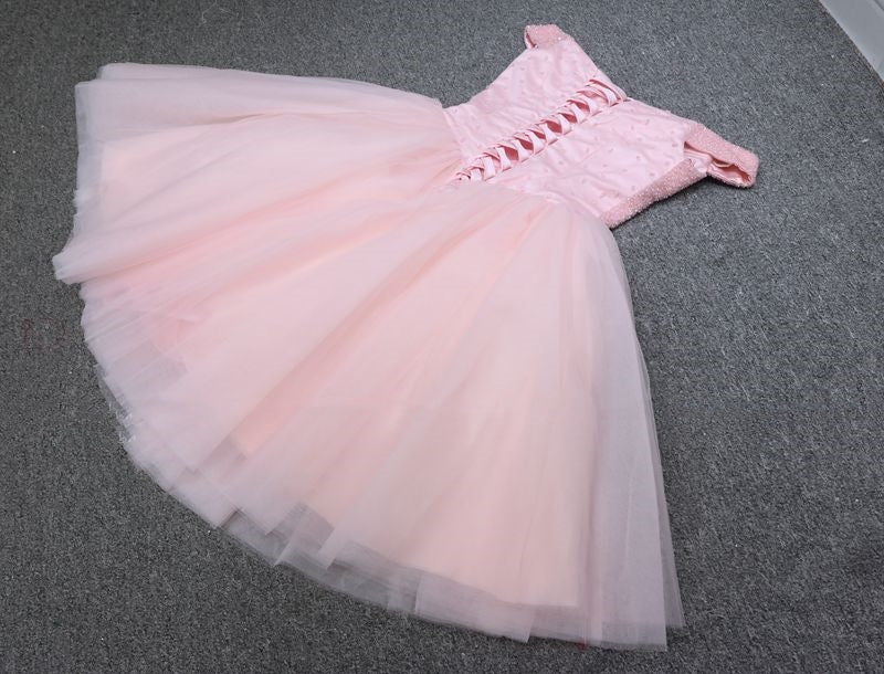 Off the Shoulder Short Pink Party Dress Homecoming Dress    cg20609