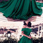 Long Green Prom Dress Off The Shoulder Evening Gown cg2073