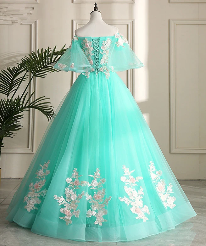 Mint Green Sweetheart Sweetheart Flowers Tulle Formal Dress Prom Dress Party Dress    cg20879