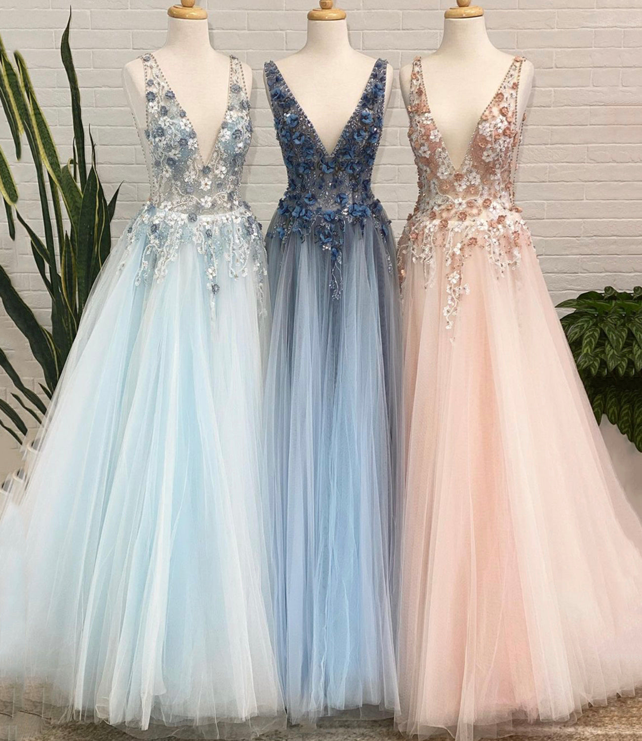 CUTE V NECK LACE LONG A LINE PROM DRESS EVENING DRESS    cg20882