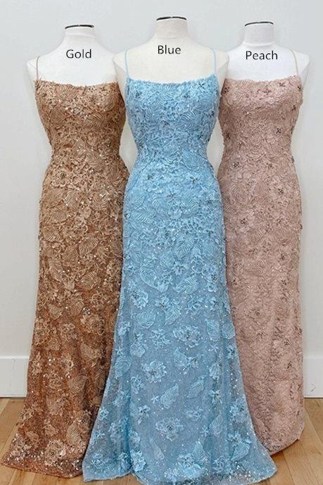 A-line white and blue embroidery long prom dress    cg20912