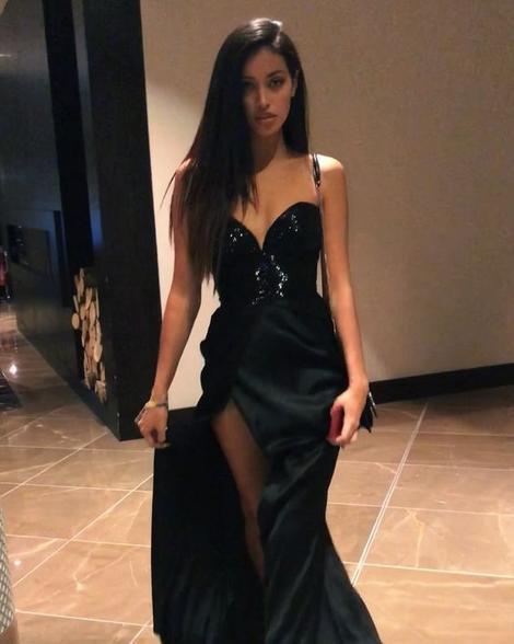 Black V Neck Long Prom Dress    cg20970