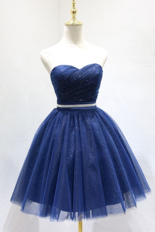 Sweetheart navy blue A-line short party dress homecoming dress sweet 16 dress    cg21015