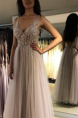 A line Long Prom Dress beading evening dress    cg21050