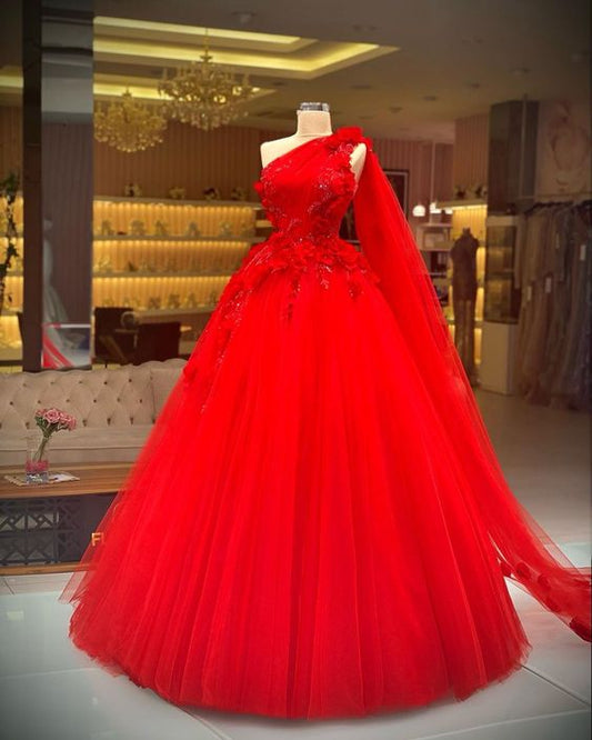 red ball gown long prom dress, evening dress    cg21053