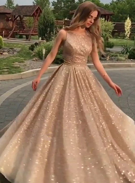 A-Line Sparkle Long Prom Dress Formal Evening Dresses    cg21099