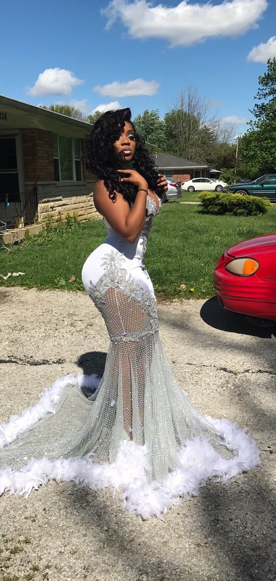 Sexy Prom Dress Mermaid Black Girl Prom Dresses Silver Black Girls Long Formal Evening Dress Prom Dresses    cg21172