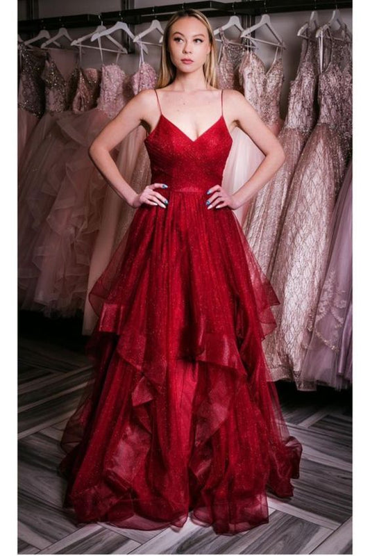 Spaghetti Straps A-line Red Long Formal Dress Graduation prom Dress    cg21174