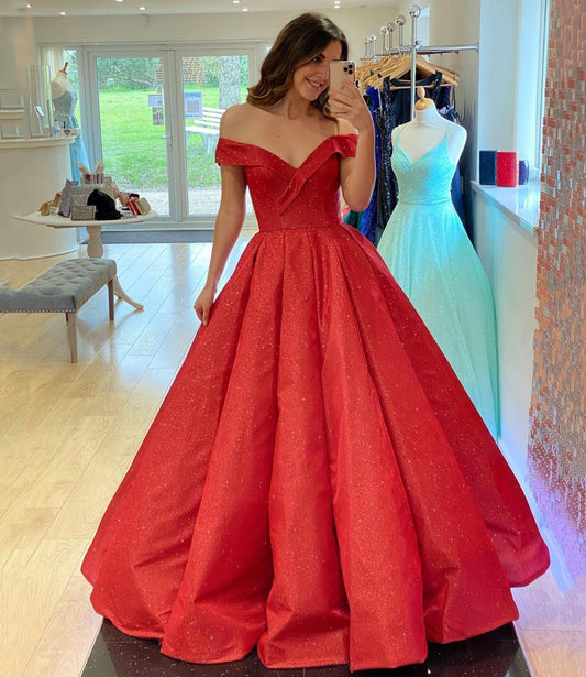 RED SATIN LONG A LINE BALL GOWN DRESS FASHION DRESS prom dress    cg21179