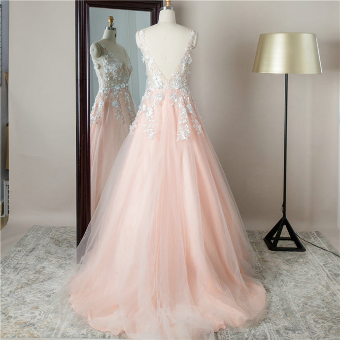 V neck tulle white apliques sexy yellow gown prom dress for lady women    cg21212