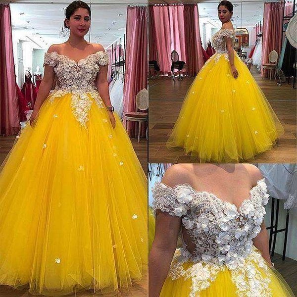 Tulle Evening Women Plus Size Yellow Prom Dresses    cg21214