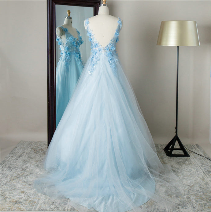 V Neck Tulle Balloon Gown Evening Women Plus Size Prom Dresses    cg21215