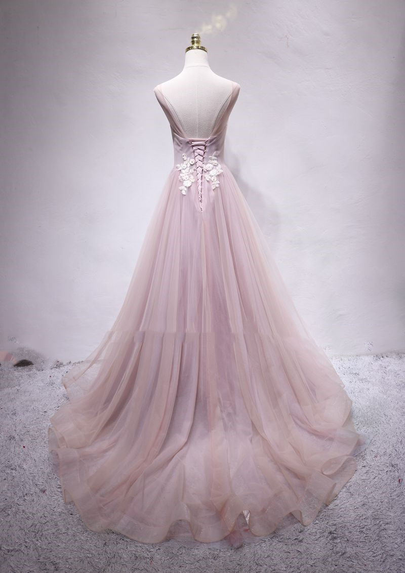 Handmade A-line Pearl Pink Long Formal prom Dress    cg21255