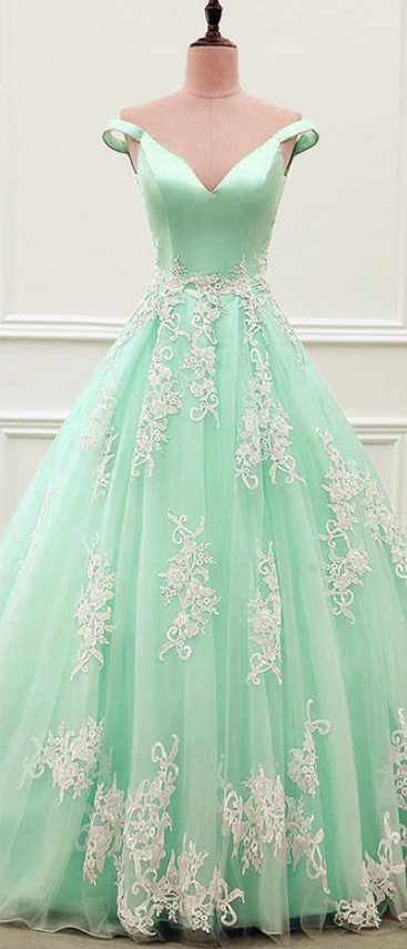 Off The Shoulder Formal Dresses,White Applique Prom Dresses    cg21356