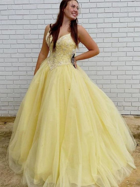 Gorgeous V Neck Beaded Yellow Long Prom Dresses, V Neck Yellow Formal Dresses    cg21385