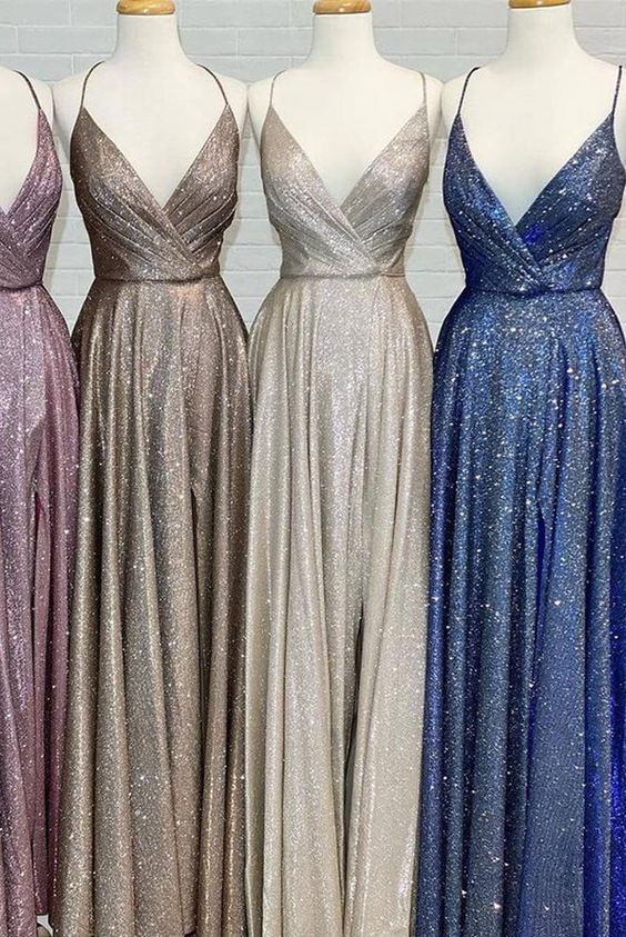 V-neck Sparkly Long Prom Dresses    cg21439