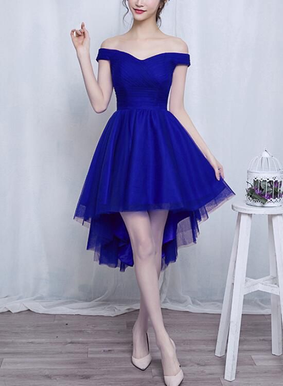 Off Shoulder Tulle Simple High Low Homecoming Dress cg2156