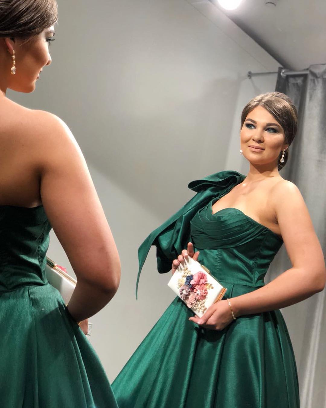 Gorgeous One Shoulder Hunter Green Ball Gown prom dress, evening dress    cg21602