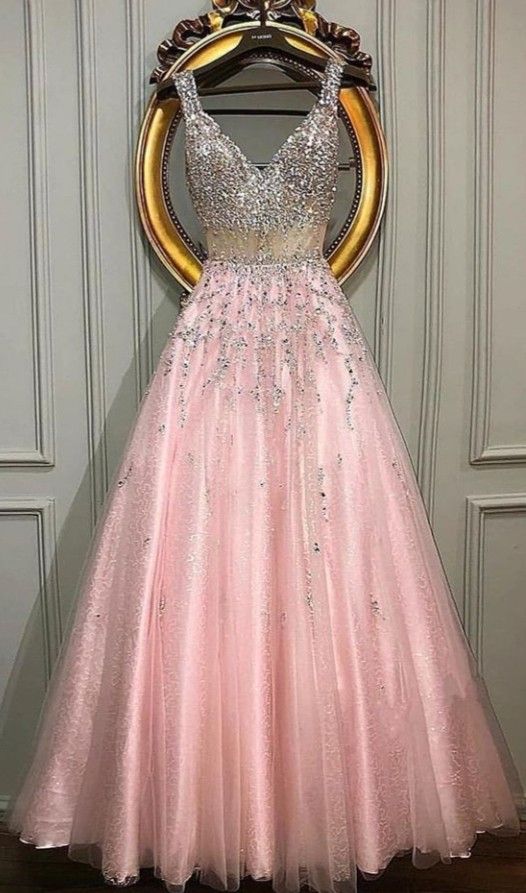 A-line pink shimmering long prom dress    cg21613