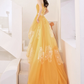 Yellow Unique High Low Tulle with Lace Prom Dress, Yellow Formal Dress Evening Dress   cg21619