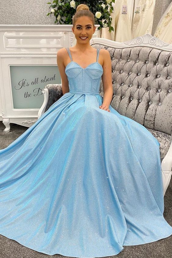 A-line blue long prom dress 2022    cg21691