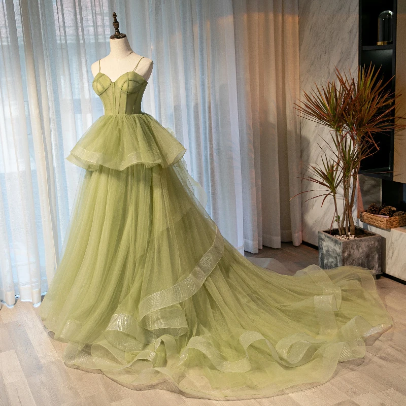 Beautiful Light Green Sweetheart Layers Princess Formal Gown, Green Tulle Long Party Dress prom dress   cg21698