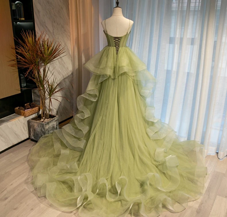 Beautiful Light Green Sweetheart Layers Princess Formal Gown, Green Tulle Long Party Dress prom dress   cg21698