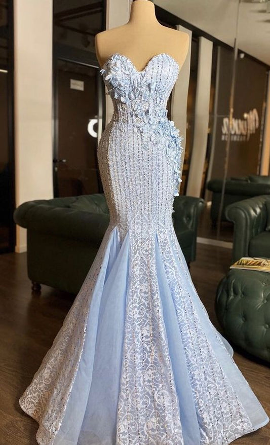 Blue Prom Dresses with Lace Appliques    cg21812