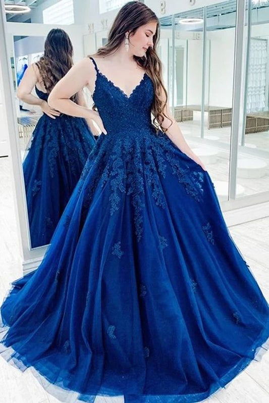 V-neck Long Prom Dresses with Appliques    cg22000