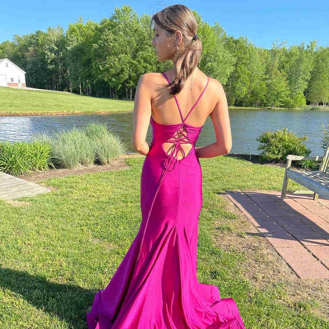 Elegant Hot Pink Mermaid Long Prom Dress    cg22339