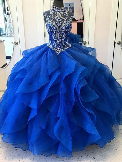 high neck quinceanera dresses,princess quinceanera dresses,royal blue quinceanera dresses,ball gown prom dresses  cg2271