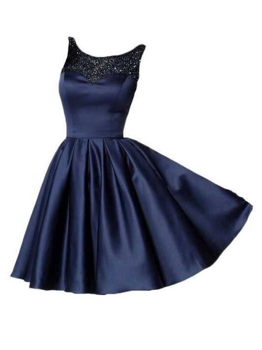 Sexy Backless Beaded Navy Short Cheap Homecoming Dresses    cg22735