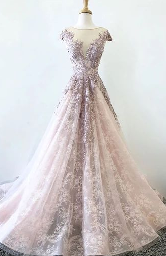 Unique tulle lace long prom dress, tulle lace formal dress cg2282