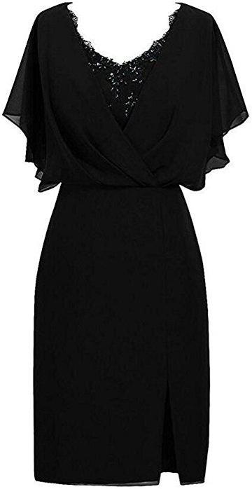 Black Sleeve Short Homecoming Dress Chiffon Formal Evening Party Gowns         cg22831