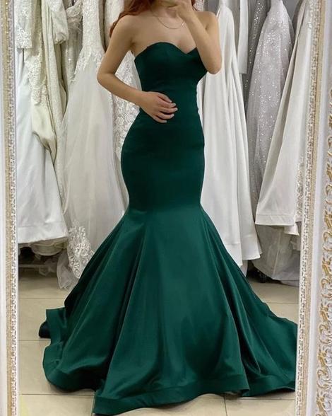 Sweetheart Mermaid Long Sleeveless Dark Green Prom Dresses      cg22902