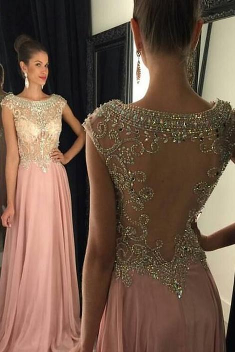 Pink Beading Chiffon Prom Dress         cg22906