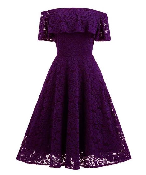 Women's Purple Off Shoulder Lace Swing Dress, Short Homecoming Dress     cg22948