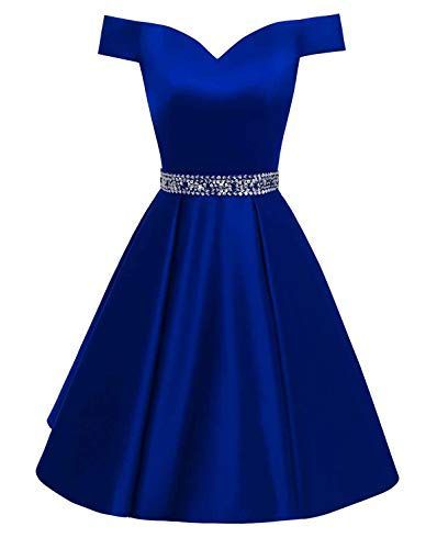 Backless Homecoming Dress,Royal Blue Beaded A Line Satin Cocktail Dress     cg23327