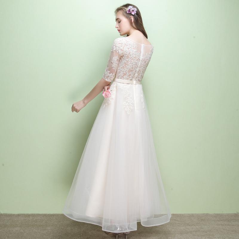 Champagne Tulle Round Neckline With Lace Applique Wedding Party Dresses, Lovely Tulle Party Dresses Prom Dress      cg23331