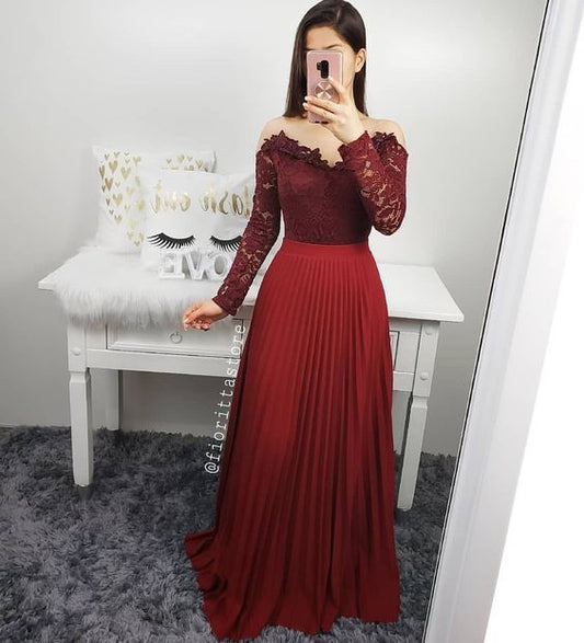 burgundy Long Unique Prom Dress Gorgeous Evening Gowns    cg23531