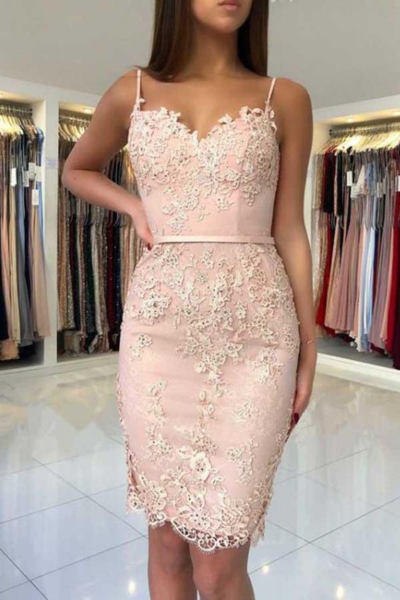 Mermaid Sweetheart Straps Lace Short Homecoming Dresses       cg23576