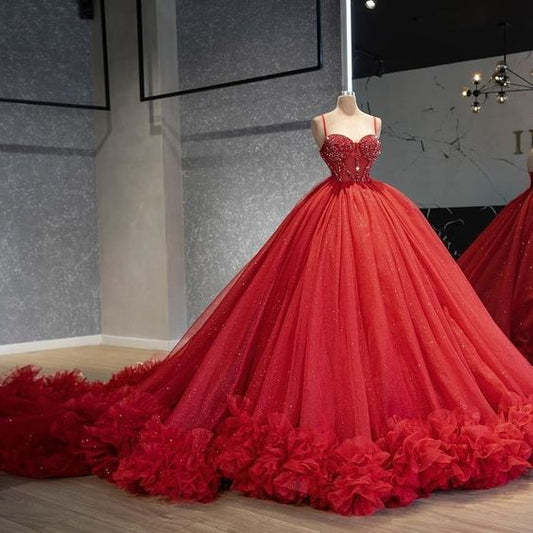 Chic ball gown long red prom Dresses evening Dresses       cg23581