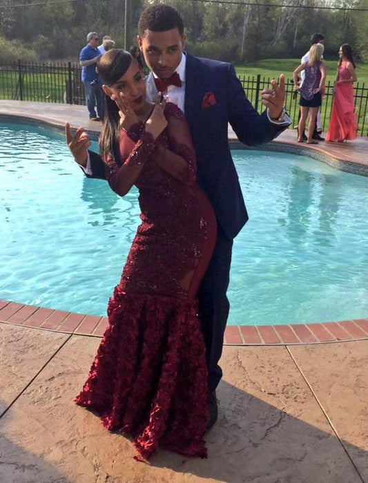 prom photos, prom couples,burgundy long prom dress          cg23643