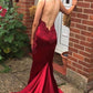 mermaid burgundy prom dress formal dress        cg24076