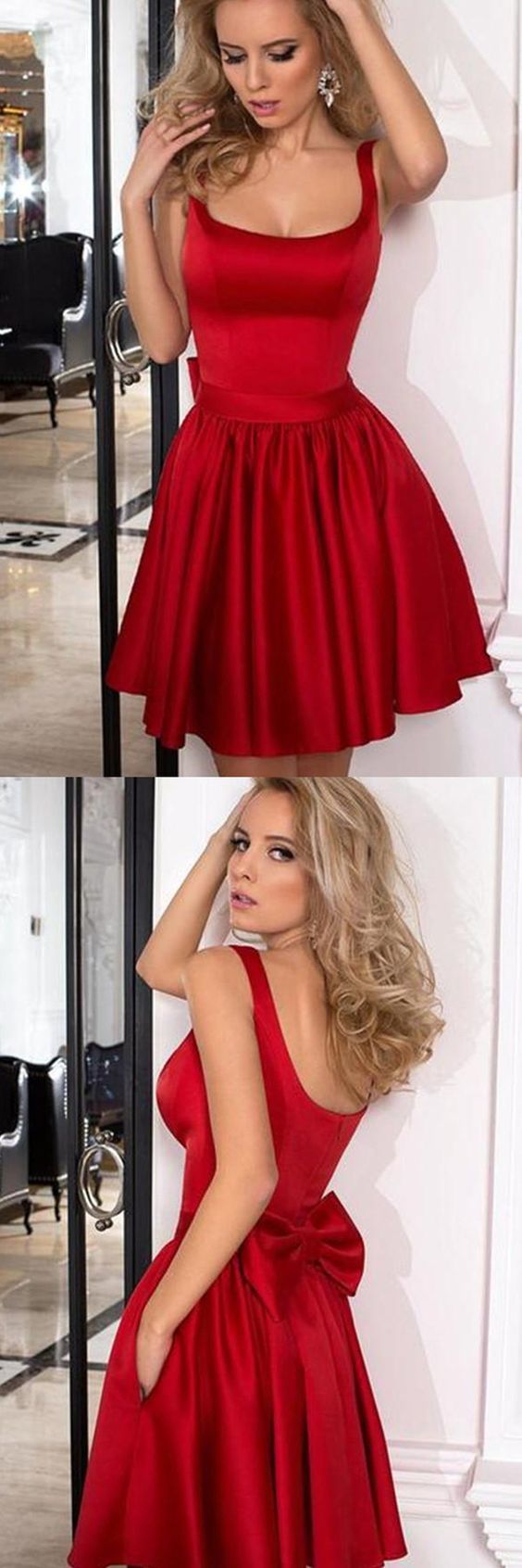 Fashion Straps Red Cute A Line Homecoming Dress cg241